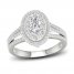 Multi-Diamond Engagement Ring 1-1/5 ct tw Oval/Round-Cut 14K White Gold