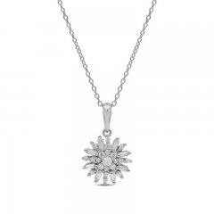 Sparks of Love Diamond Necklace 1/4 ct tw Round/Baguette 10K White Gold 18"