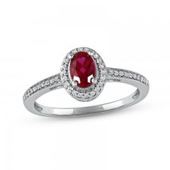 Lab-Created Ruby & White Lab-Created Sapphire Ring Sterling Silver