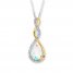 Diamond Necklace Lab-Created Opal Sterling Silver/10K Gold