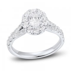 Diamond Engagement Ring 1-1/2 ct tw Oval/Round 18K White Gold