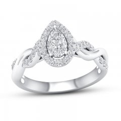 Certified Diamond Engagement Ring 3/4 ct tw 14K White Gold