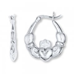 Claddagh Hoop Earrings Sterling Silver