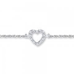 Heart Anklet 1/20 ct tw Diamonds Sterling Silver