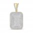 Men's Diamond Dog Tag Pendant 7/8 ct tw Round-cut 10K Yellow Gold