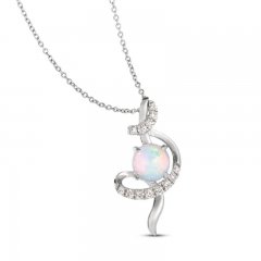 Le Vian Opal Necklace 1/5 ct tw Diamonds 14K Vanilla Gold 18"