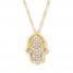 Hamsa Necklace 1/10 ct tw Diamonds 14K Yellow Gold