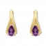 Amethyst Huggie Hoop Earrings 10K Yellow Gold