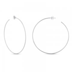 Large Hoop Earrings 14K White Gold 60mm