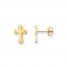 Young Teen Cross Earrings 14K Yellow Gold