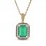 Emerald & Diamond Necklace 1/6 ct tw 10K Yellow Gold 18"