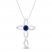 Blue & White Lab-Created Sapphire Cross Necklace Sterling Silver 18"