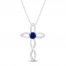 Blue & White Lab-Created Sapphire Cross Necklace Sterling Silver 18"