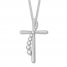 Diamond Cross Necklace 1/3 ct tw Round-cut 10K White Gold