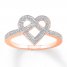 Diamond Heart Ring 1/10 ct tw Round-cut 10K Rose Gold