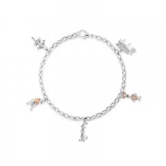 Disney Treasures Winnie the Pooh Diamond Bracelet 1/6 ct tw Sterling Silver/10K Rose Gold 7.5"