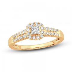 Diamond Engagement Ring 3/8 ct tw Princess/Round 14K Yellow Gold