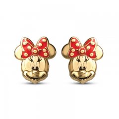 Children's Minnie Mouse Enamel Earrings 14K Yellow Gold