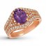 Le Vian Grape Amethyst Ring 3/4 ct tw Nude Diamonds 14K Gold