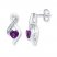 Heart Amethyst Earrings 1/20 ct tw Diamonds Sterling Silver