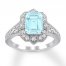 Aquamarine Engagement Ring 5/8 ct tw Diamonds 14K White Gold