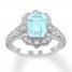 Aquamarine Engagement Ring 5/8 ct tw Diamonds 14K White Gold