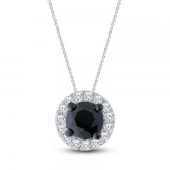 Black & White Diamond Necklace 1/2 ct tw 10K White Gold 18"