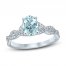 Aquamarine Engagement Ring 1/4 ct tw Diamonds 14K White Gold