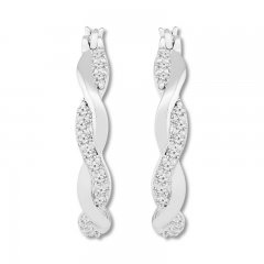 Diamond Twist Hoop Earrings 1/4 ct tw Round-cut Sterling Silver