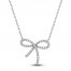 Diamond Bow Necklace 1/5 ct tw Round-cut 10K White Gold 18"