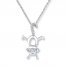 Diamond Monkey Necklace Sterling Silver