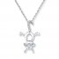 Diamond Monkey Necklace Sterling Silver