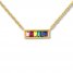 Lab-Created Gemstone Rainbow Necklace 10K Yellow Gold