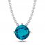 London Blue Topaz Solitaire Necklace Round-cut Sterling Silver 18"