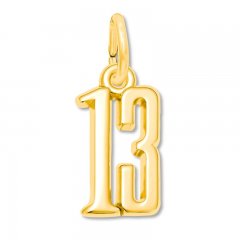 Number 13 Charm 14K Yellow Gold