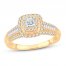 Diamond Engagement Ring 1/2 ct tw Round/Baguette 10K Yellow Gold