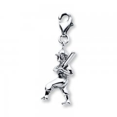 Baseball Player Charm Sterling Silver