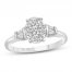 Diamond Engagement Ring 3/8 ct tw Round/Baguette 10K White Gold