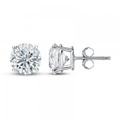 Diamond Solitaire Stud Earrings 3/8 ct tw Round-cut 14K White Gold