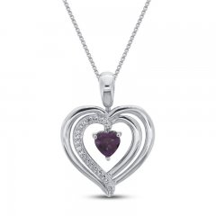 Convertible Heart Necklace Amethyst & Lab-Created Sapphire in Sterling Silver