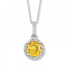 Citrine Necklace Lab-Created Sapphire Sterling Silver