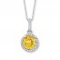 Citrine Necklace Lab-Created Sapphire Sterling Silver