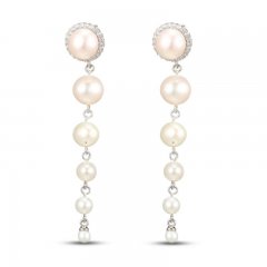 Cultured Pearl Drop Earrings Sterling Silver