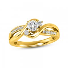 Three-Stone Diamond Engagement Ring 3/8 ct tw Round-cut 14K Yellow Gold