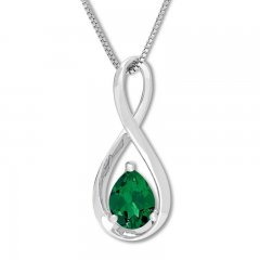 Lab-Created Emerald Necklace Sterling Silver