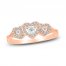 Diamond Three Heart Ring 1/6 ct tw Round-cut 10K Rose Gold