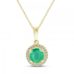 Emerald Necklace 1/15 ct tw Diamonds 10K Yellow Gold 18"