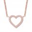 Petite Diamond Heart Choker Necklace 1/20 ct tw 10K Rose Gold