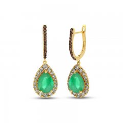 Le Vian Emerald Earrings 3/4 ct tw Diamonds 14K Honey Gold