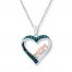 "Mom" Necklace 1/10 cttw Blue Diamonds Sterling Silver/10K Gold